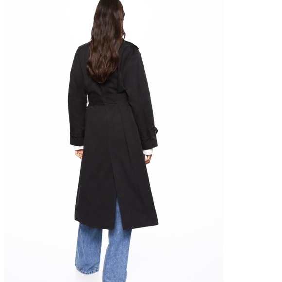 NWT MNG Water Repellent Oversized Double Breasted Trench Coat Womens XXS Black - Picture 3 of 14